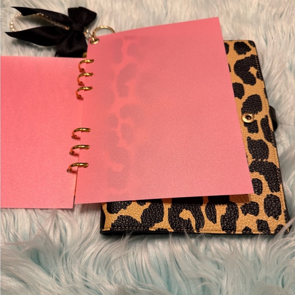 Custom made Coach notebook binder insert- Pink with Gold Rings - Picture 2 of 6
